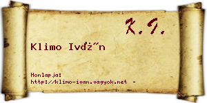 Klimo Iván névjegykártya