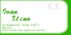 ivan klimo business card